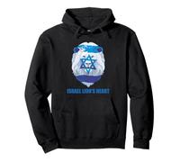 ISRAEL LION'S HEART Jewish Flag and Star of David Support Pullover Hoodie