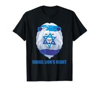 Israel Lion's Heart Jewish Flag and Star of David Support T-Shirt