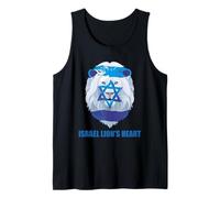 Israel Lion's Heart Jewish Flag and Star of David Support Tank Top