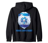 ISRAEL LION'S HEART Jewish Flag and Star of David Support Zip Hoodie