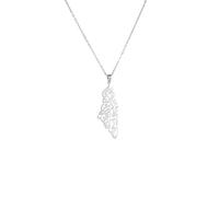 Israel Necklace, 925 Sterling Silver Palestine Map Pendant Necklace Country Geography Chain Necklaces for Women Jewelry Gift Wholesale - Bring Them Home Dog