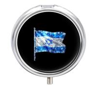 Israel Novelty Flag Round Pill Box Organiser 3 Compartment Portable Medicine Case