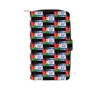 Israel Palestine Flag Long Zippered Pouch Slim Clutch Organizer Purse Money and Credit Card Holder for Men Women