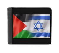 Israel Palestine Flag Printed Bifold Wallet with Hidden Compartments Pocket Money and Credit Card Holder for Men Women