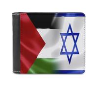 Israel Palestine Flag Printed Bifold Wallet with Hidden Compartments Pocket Money and Credit Card Holder for Men Women