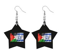 Israel Palestine Flag Round Wooden Earrings Boho Drop Pendant Fashion Gifts for Women