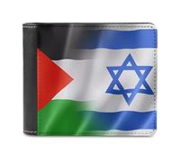 Israel Palestine Flag Slim Wallet Bifold Credit Card Holder Case PU Pouch Purse for Men Women