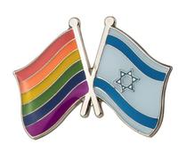 Israel & Rainbow Pride National Friendship Flag Metal Enamel Pin Badge - Crossed Flags Lapel Brooch 2.4 x 1.9 cm - LGBTQ+ & National Unity Symbol