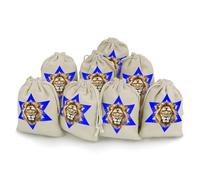 Israel Star Flag Lion 8 Pack Drawstring Bags 12x17cm Reusable Cotton Linen Gift Bag for Presents