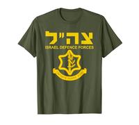 Israel Support Design IDF Israel Defence Forces T-Shirt, Men, Olive Green, 3X-Large