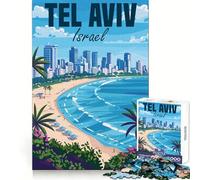 Israel Tel Aviv Travel Jigsaw 1000 Pieces for Teenagers Logic Skill Precise Edge Family Bond Ideal Decor (38x26cm)