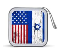 Israel & U.S. Flag Funny CD Holder 40 Capacity DVD Case Disc Protective Storage Organizer Bag for Car Home Travel