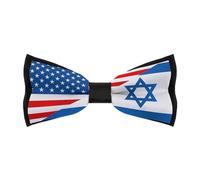 Israel & U.S. Flag Mens Classic Bow Ties Adjustable Length Printed Design Bowtie for Birthdays Valentine's Day Gift