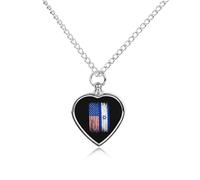 Israel & U.S. Flag Personalized Pet Urn Necklace Keepsake Urn Pendant Cremation Jewelry Gifts for Dog Cat Lover
