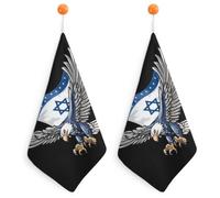 Israel US Flag Ea-gles Hanging Hand Towels Soft Tea Towel 2PCS
