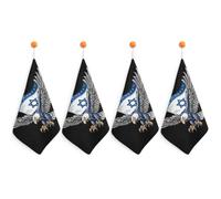 Israel US Flag Ea-gles Hanging Hand Towels Soft Tea Towel 4PCS