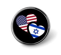 Israel US Flag Funny Round Badge Brooch Pin Button Print Lapel Tie Pins Decoration for Men Women
