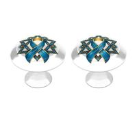 Israel1 Star Ribbon Can-CER Awareness 2 PCS Metal Cabinet Knobs with Screw Funny Dresser Pull Handle for Cupboard Wardrobe