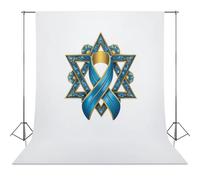 Israel1 Star Ribbon Can-cer Awareness Abstract Photography Backdrop Washable Photo Studio Backdrops Background for Party Video Shooting