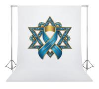 Israel1 Star Ribbon Can-cer Awareness Abstract Photography Backdrop Washable Photo Studio Backdrops Background for Party Video Shooting