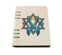 Israel1 Star Ribbon Can-cer Awareness Leather A5 Binder Notebook Refillable Travel Journal with 90 Sheets Personal Planner for Women Men