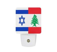 Israeli and Lebanese Flag Funny Auto Sensor Night Light Plug in Wall