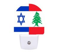 Israeli and Lebanese Flag Funny Auto Sensor Night Light Plug in Wall