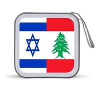 Israeli And Lebanese Flag Portable CD Case Holder 40 Capacity Travel DVD Wallet Hard Plastic Zipper Storage for Car Home Travel