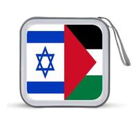 Israeli And Palestinian Flag Portable CD Case Holder 40 Capacity Travel DVD Wallet Hard Plastic Zipper Storage for Car Home Travel