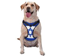 Israeli Flag Dog Harness For Small, Medium, And Large Dogs â€“ Reflective Straps, Adjustable Fit With Quick-Release Buckles