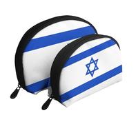 Israeli flag Moon Cosmetic Bag, Travel Makeup Pouch, Portable Waterproof Cosmetic Pouch for Girls Women., Israeli Flag, One Size