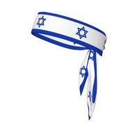 Israeli Flag Print Head Tie Headbands, Ninja Karate Tie, Athletic Sweatbands,Sweat Wicking Workout Head Band