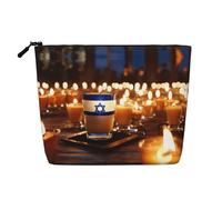 Israeli Flag Print Makeup Bag Travel Toiletry Bag,Travel Makeup Bag,Portable Women Makeup Organizer Case