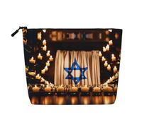Israeli Flag Print Makeup Bag Travel Toiletry Bag,Travel Makeup Bag,Portable Women Makeup Organizer Case