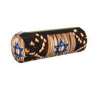 Israeli Flag Print Pencil Case Cylindrical Stylish Pen Pouch Office Accessories Stationery Organizer