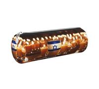 Israeli Flag Print Pencil Case Cylindrical Stylish Pen Pouch Office Accessories Stationery Organizer