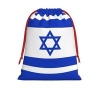 Israeli flag print Super soft velvet drawstring storage bag, fit for Halloween promotion multifunctional bag