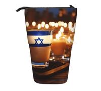 Israeli Flag Print Telescopic Pencil Case Adjustable Office Travel Organization Storage Supplies Bag