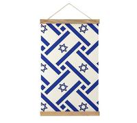 Israeli Flag Printed Linen Hanging Poster Lightweight Wall Art Painting Artwork for Home Decor