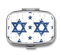 Israeli Flag Travel Pill Organizer 2 Compartments Pill Case Pill Box Containers for Purse Pocket