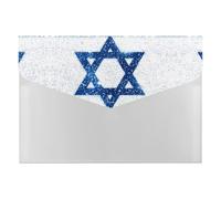 Israeli Flag with Glitter Sparkles Printed Expanding File Organizer with 6 Pockets Portable Receipt Organizer for Home Office