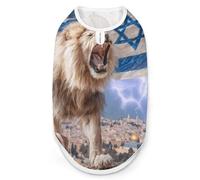 Israeli Flag with Lion Breathable Dog Shirts Clothes Printed Sleeveless Vest Soft Summer Tank Top for Small Medium Large Pet