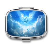 Israeli Flag with Wings Small Pill Organizer with 2 Compartments