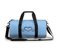 Israeli Heartbeat I Love Israel Flag Gym Bag Lightweight Carry On Duffel Bag Athletic Sports Travel Bag Weekender Bag for Men Women