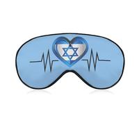 Israeli Heartbeat I Love Israel Flag Sleep Mask Soft Blackout Eye Mask Eye Shade Cover with Adjustable Strap for Men Women