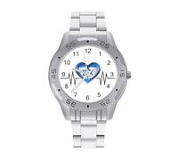 Israeli Heartbeat I Love Israel Flag Watch Simple Wrist Watch Stainless Steel Band Analog Quartz Watches for Women Men