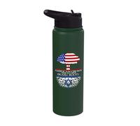 Israeli Roots American Grown Tree Flag USA Israel Jerusalem Stainless Steel Insulated Water Bottle