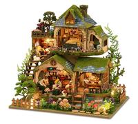 ISSEVE DIY Miniature House Kit, Mini Model House Building Kits for Adults, Tiny House Dollhouse Kit, Halloween Christmas Home Decoration, Gifts for Family and Friends (Forest Adventure)