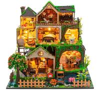ISSEVE Miniature House Kit with LED Light, DIY Mini House Building Kit for Adults Teen, Tiny Dollhouse DIY Crafts Kits Home Decor Halloween Christmas Birthday Gifts (Forest Castle)