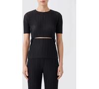 ISSEY MIYAKE Pleated Crêpe Top with Short Sleeves and Cut-Outs - Size: 2 - female
